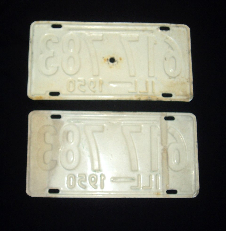 Illinois License Plates, 1950 Matched Pair
