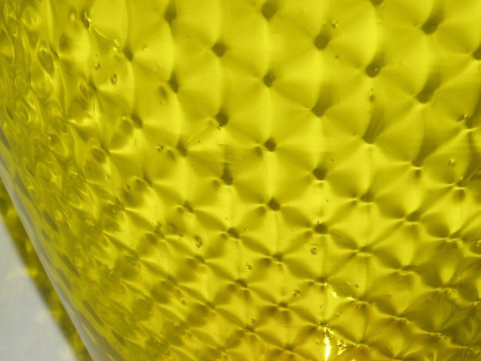 Huge High End Italian Glass Vase, 1950s, Yellow Diamonds
