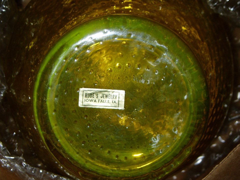 Huge High End Italian Glass Vase, 1950s, Yellow Diamonds