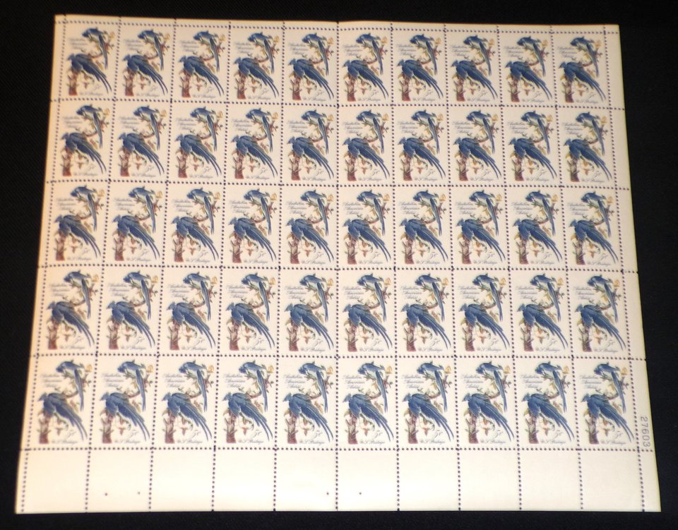 Mint 5c Stamp Sheet, John J. Audubon, Scott Catalog #1241 x 50 Stamps, Additional Stamps Ship Free