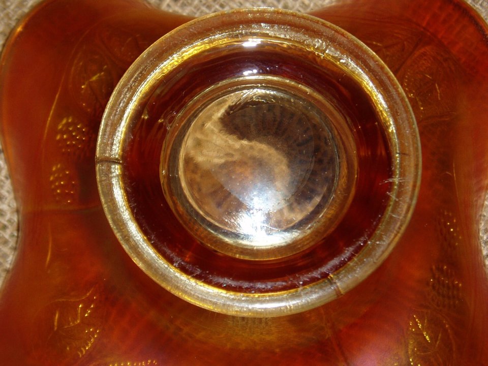 Carnival Glass, Fenton Blackberry Spray, Hat Shape, Marigold