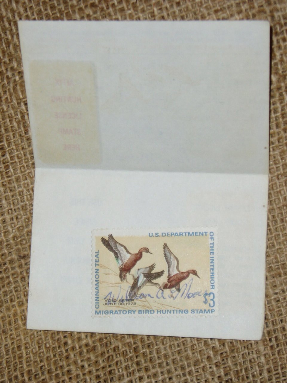 California Hunting License, 1971, First Year of Duck Stamps, Free USA Shipping