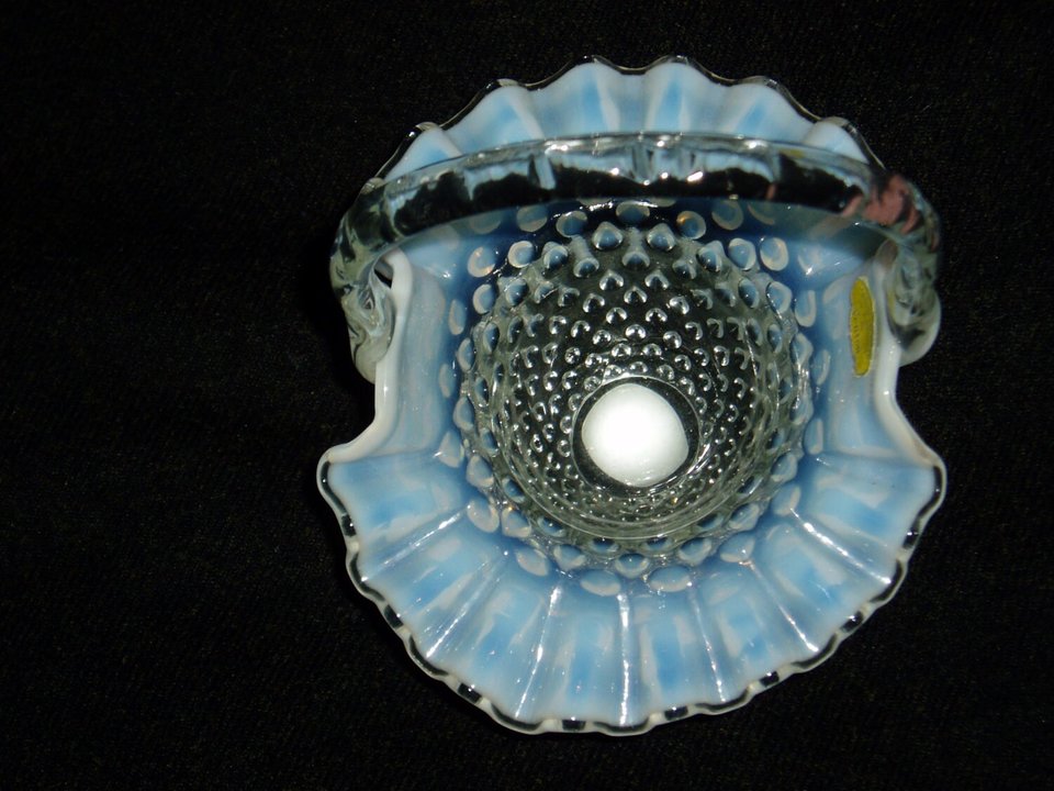 Vintage Fenton Basket, White Opalescent