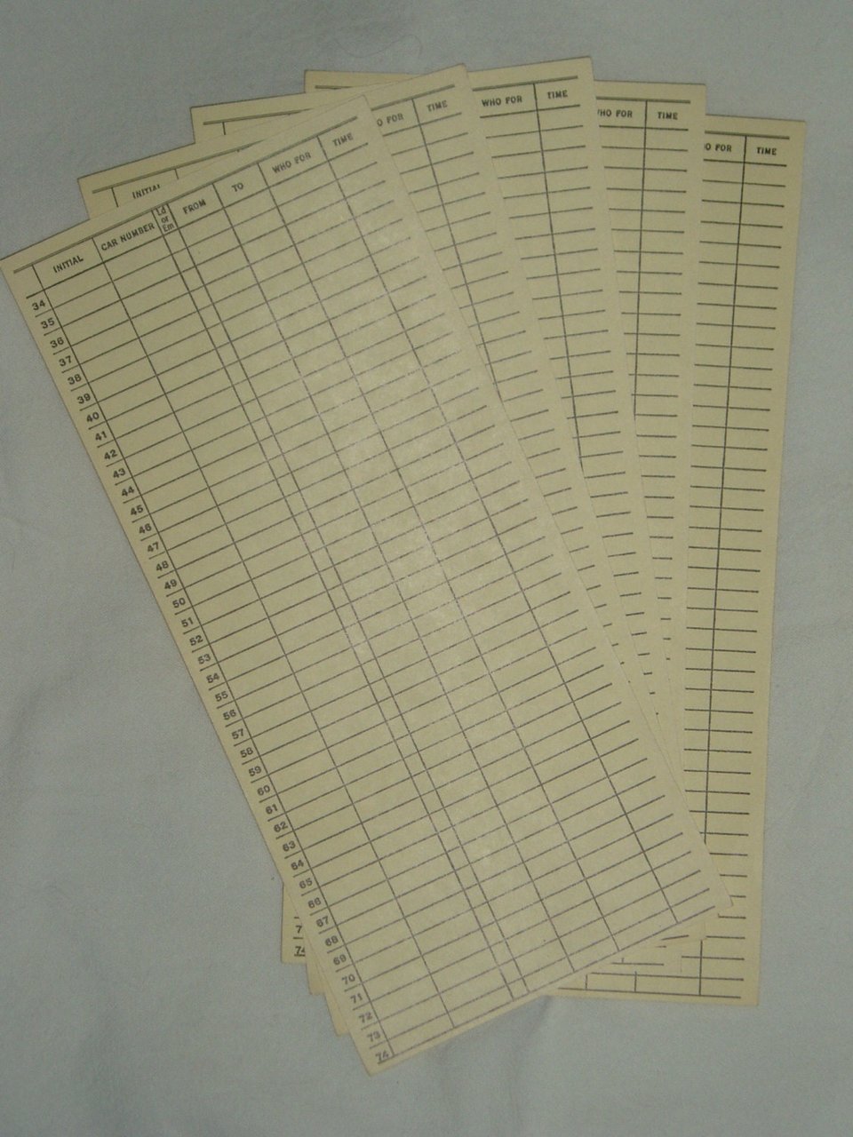 Vintage Railroad Paper, Rock Island Lines, Cars Handled Cards x 5