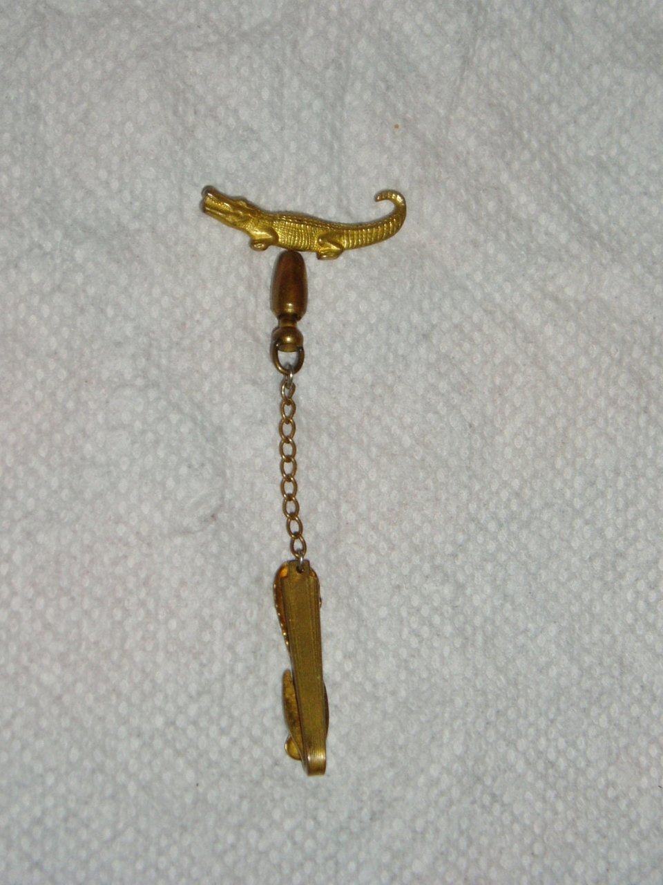 Alligator Figural Tie Clip Tack Clasp, Hickok