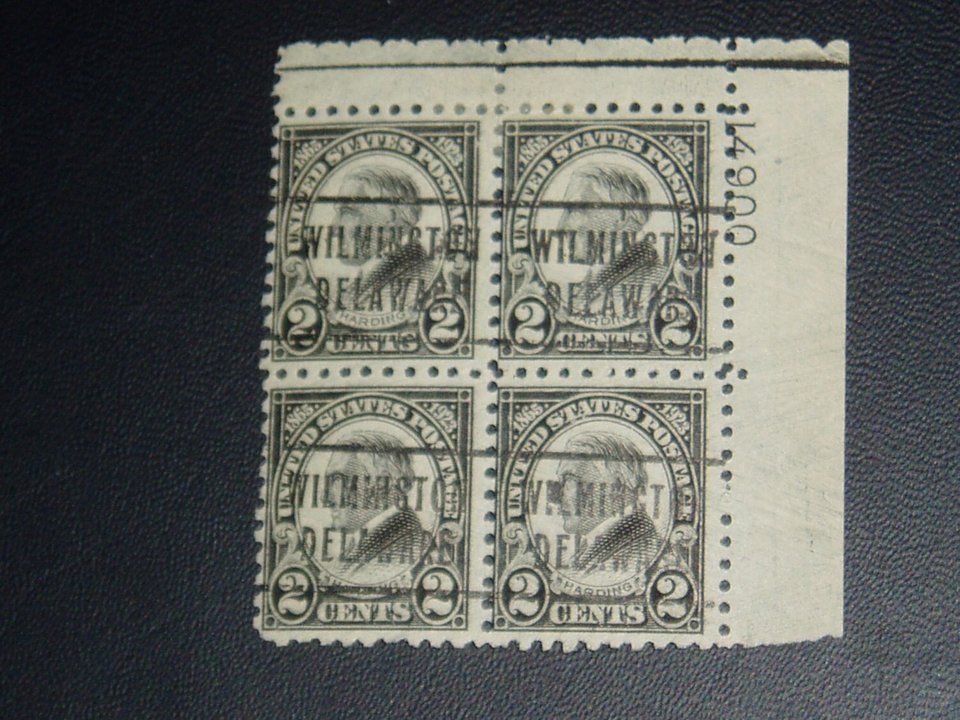 USA Stamps, Plate Block, 612, 2c Harding, Black, c. 1923, Free USA Shipping