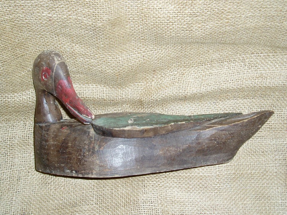 Vintage Duck Decoy, Preening Duck