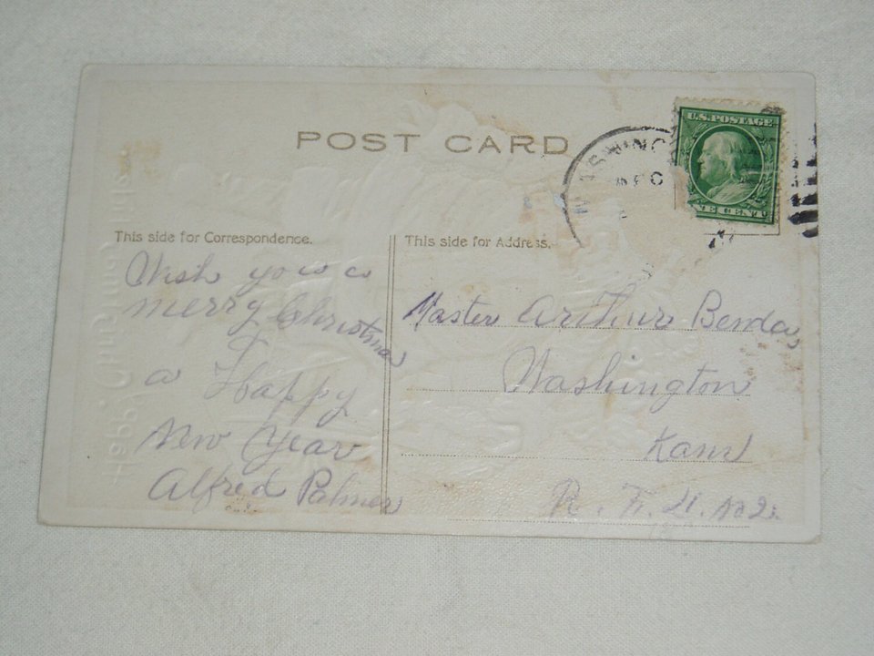 Postcard, Santa with Toys, Gilded Card
