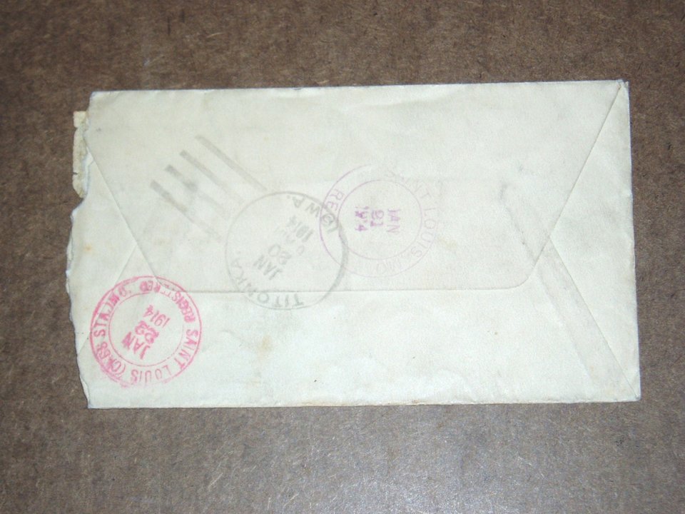 1914 Registered Mail Cover, Parcel Post Stamp Q4