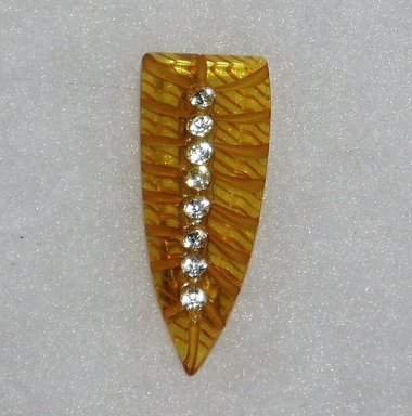 Bakelite Brooch Pin, Art Deco Vintage Carved Applejuice, Rhinestones