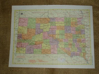 Vintage Railroad Map, South Dakota and Tennessee Rail Lines, 1950's