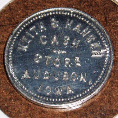 Iowa Trade Token, Audubon, Keith & Hansen 25c