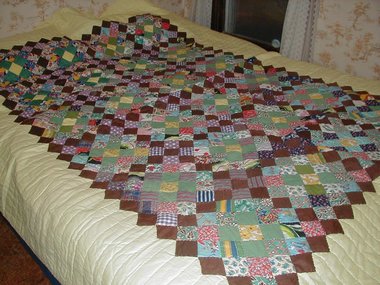 Vintage Handsewn Quilt, Yellow and Earth Tones