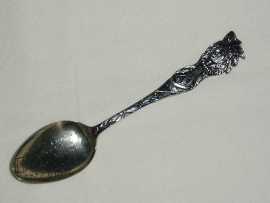 Sterling Silver Figural Spoon, Indian, Corn, Chickasha Okla., Free USA Shipping