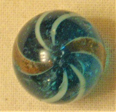 Blue Based Lutz Marble, 19th Century German Swirl, .750", Free USA Shipping