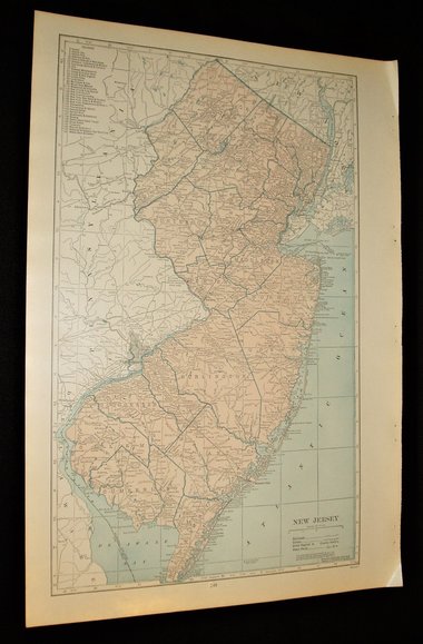 Vintage Map Atlas Page, New Jersey, 1932, Large 13.5" by 19.75"