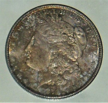 Morgan Silver Dollar 1878-S CH BU Prooflike Rainbow Toning