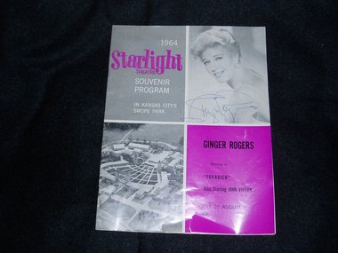 Autograph,  Ginger Rogers on Souvenir Program for "Tovarich" 1964 Kansas City