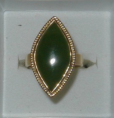 Ring, Gold Jade, 18K Yellow Gold.  Size 4.5, Free USA Shipping
