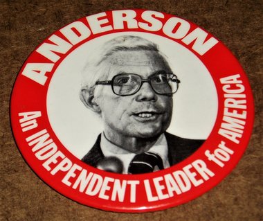Political Pinback, Anderson, Independent Leader, 1980 Presidential