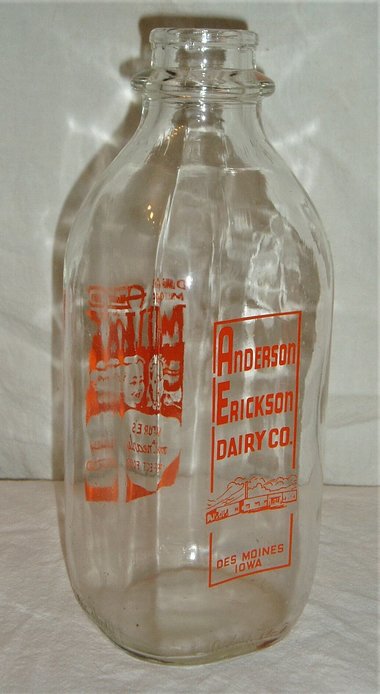 Vintage Milk Bottle, Anderson Erickson, Des Moines Iowa