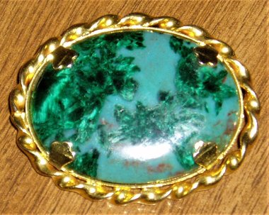 Vintage Malachite/Azurite Brooch Pin, New Old Stock