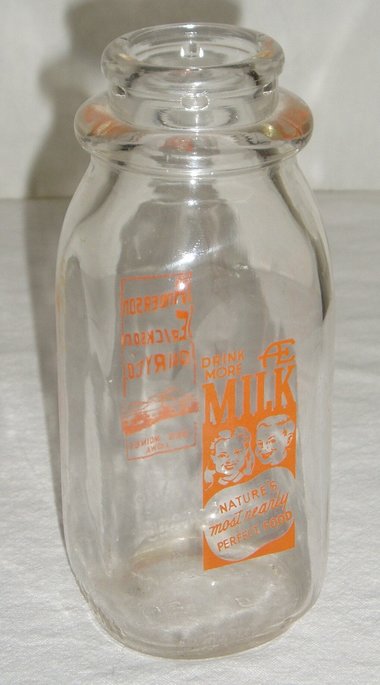 Milk Bottle Anderson Erickson Dairy, Des Moines Iowa, One Half Pint