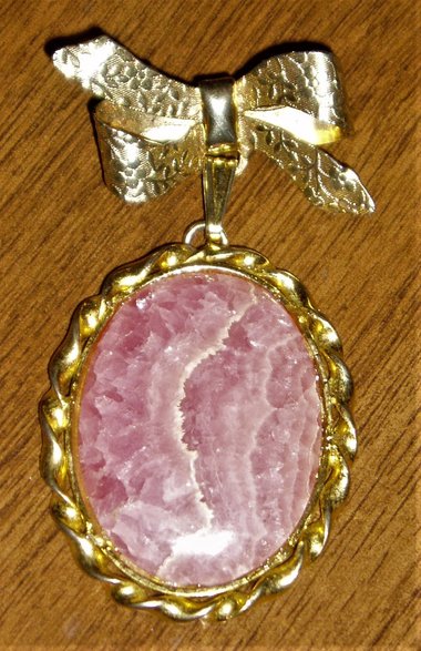 Vintage Rhodochrosite Brooch Pin, New Old Stock