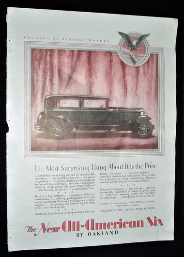 1929 Automobile Advertisement, Oakland All-American Six