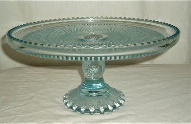 Jeannette Ice Blue Harp Cake Plate