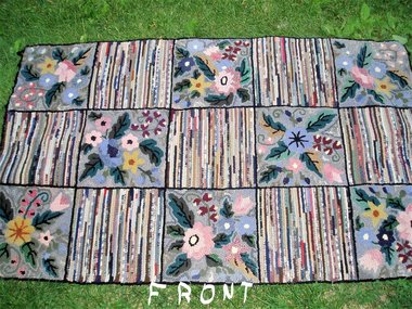 Antique Handmade Rug, Colorful, 38" by 63"