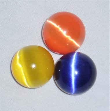 Fiber Optic Marbles x 3, 25mm, Yellow, Orange, Blue