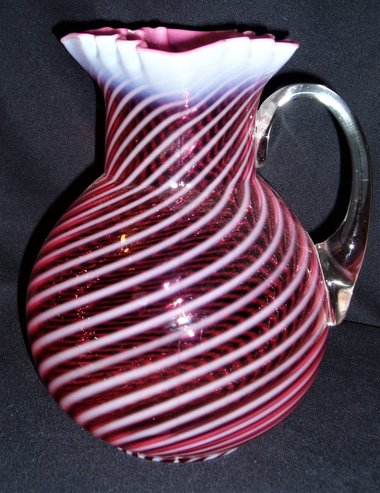 Northwood No. 319 Cranberry Opalescent Swirl Pitcher