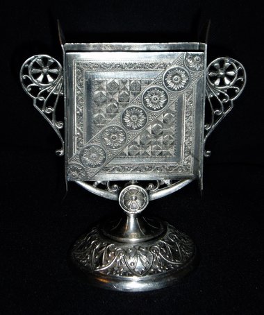 Antique Playing Card Holder, Silver Plated, James W. Tufts