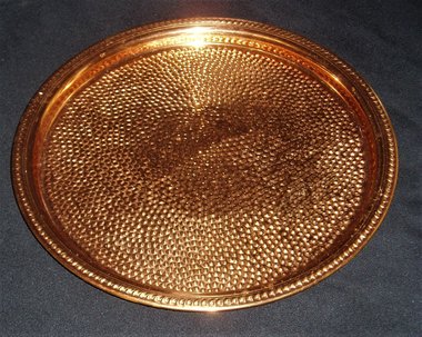 Coppercraft Guild Round Tray, Hammered Copper, New Old Stock