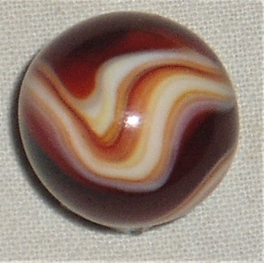 Akro Agate Marble, Corkscrew Red Base Onyx, .756" Mint
