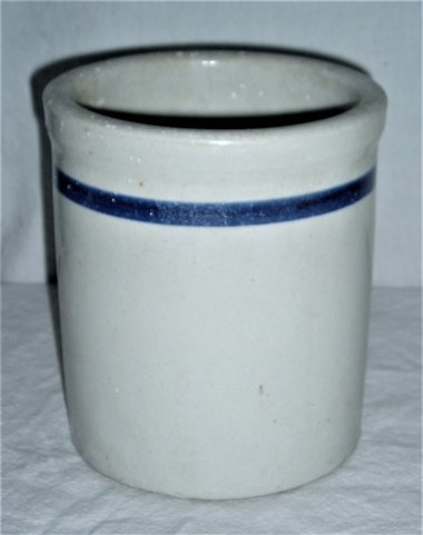 Stoneware Crock Mortar, Blue Stripe, Quart Capacity