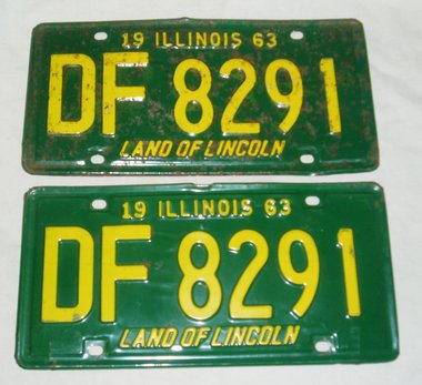 Illinois License Plates, 1963 Matched Pair