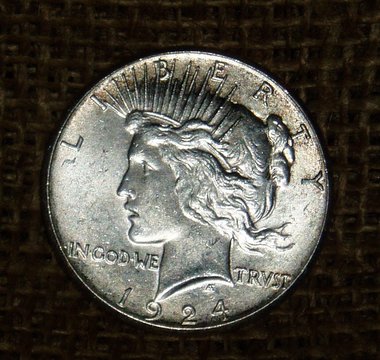 1924-S Peace Dollar, CH BU, Ms63, Free USA Shipping