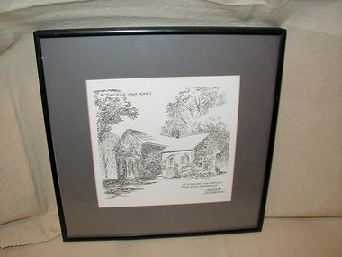 Etching, Frank Miller, Picturesque Iowa Homes, Signed and Framed