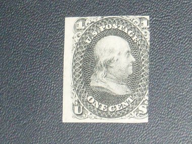 Rare Postage Stamp, Trial Color, 63TC2a, Black, Trimmed SCV 750.00, Free USA Shipping