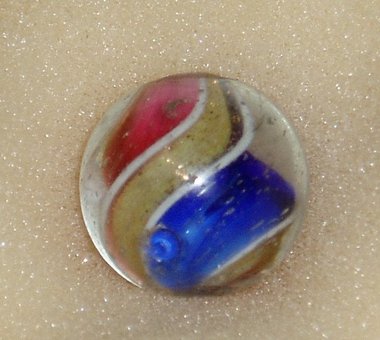 Antique Ribbon Lutz Marble, German Swirl, 1800's, 21/32", Free USA Shipping
